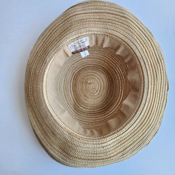 LIKE NEW Sun N' Sand Tan Coastal Craze Upturn Brim Braided Hat 4" Brim UPF 50+ - Picture 5 of 6